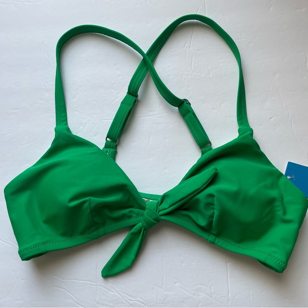 Cupshe Emerald Green Tie-Front Swim Top, S